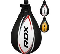 RDX Boxing Speed Bag, Genuine Leather Speedball MMA Muay Thai Dodge Ball Training Striking Kit, Wall Mount Hanging Swivel Speed Ball Punch Bag Workout Platform Martial (Black, Without Swivel)