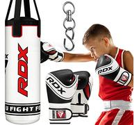 RDX Filled Kids Punch Bag, 60CM Hanging Junior Set for MMA Muay Thai Karate Kickboxing Training, Maya Hide Leather Youth Punching Bag for Children Girls Boys