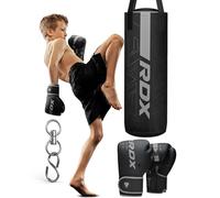 RDX Filled Kids Punch Bag, 60CM Maya Hide Leather Hanging Junior Set for MMA Muay Thai Karate Kickboxing Training, Youth Punching Bag for Girls Boys Children