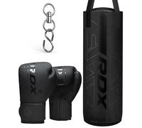 RDX Filled Kids Punch Bag, 60CM Maya Hide Leather Hanging Junior Set for MMA Muay Thai Karate Kickboxing Training, Youth Punching Bag for Girls Boys Children