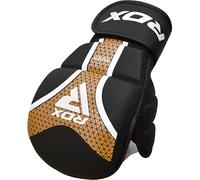 RDX Grappling Gloves MMA Shooter T17 - Maya Hide Leather Kalix Skin, IMF Foam, EVA-Lution Padding, Padded Thumb, Quick-EZ Strap, Breathable Lining - Sparring & Training Gloves (Gold, S)