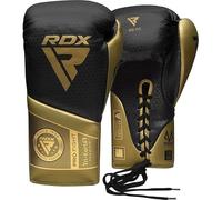 RDX K1 Mark Pro Lace Up Boxing Gloves 8oz 10oz Gold Silver Fight Gloves for Competition Sparring Training Super Skin Leather Pro Fight Gloves (Golden, 8 Oz)