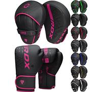 RDX Kids Boxing Gloves and Pads Set, Maya Hide Leather KARA Junior Hook and Jab Curved Focus Mitts Punching Gloves for MMA, Muay Thai, Kickboxing Coaching, Martial Arts, Hand Target Strike Shield