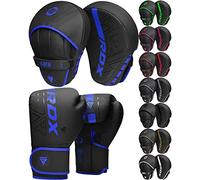 RDX Kids Boxing Gloves and Pads Set, Maya Hide Leather KARA Junior Hook and Jab Curved Focus Mitts Punching Gloves for MMA, Muay Thai, Kickboxing Coaching, Martial Arts, Hand Target Strike Shield