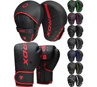 RDX Kids Boxing Gloves and Pads Set, Maya Hide Leather KARA Junior Hook and Jab Curved Focus Mitts Punching Gloves for MMA, Muay Thai, Kickboxing Coaching, Martial Arts, Hand Target Strike Shield