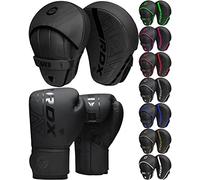 RDX Kids Boxing Gloves and Pads Set, Maya Hide Leather KARA Junior Hook and Jab Curved Focus Mitts Punching Gloves for MMA, Muay Thai, Kickboxing Coaching, Martial Arts, Hand Target Strike Shield