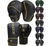 RDX Kids Boxing Gloves and Pads Set, Maya Hide Leather KARA Junior Hook and Jab Curved Focus Mitts Punching Gloves for MMA, Muay Thai, Kickboxing Coaching, Martial Arts, Hand Target Strike Shield