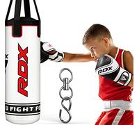 RDX Kids Unfilled Punch Bag with Boxing Gloves & Steel Chain, 2FT Junior Hanging Set for MMA Muay Thai Kickboxing Karate Training Workout, Maya Hide Leather Punching Bag for Youth Children Boys Girls