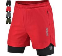 RDX Men’s Running Shorts, 2 in 1 Athletic Breathable Short Compression Liner, 2 Zipper and 2 Phone Pockets, Lightweight Quick Drying Elastic Shorts for Sports Workout Jogging Cycling Gym Bodybuilding
