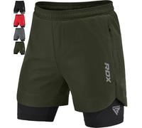 RDX Men’s Running Shorts, 2 in 1 Athletic Breathable Short Compression Liner, 2 Zipper and 2 Phone Pockets, Adult & Kids Lightweight Quick Drying Elastic Shorts for Sports Workout Jogging Cycling Gym