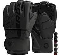RDX MMA Gloves Grappling Sparring, Pre-Curved Martial Arts Mitts, Ventilated Palm, Men Women Adults & Kids, Maya Hide Leather, Cage Fighting Boxing Combat Training Muay Thai Punching Bag, Kickboxing