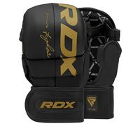 RDX MMA Sparring Gloves Martial Arts, Muay Thai, Kickboxing, Ventilated Open Palm for Grappling, Karate Mitts for Adults (Golden, S)