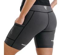 RDX Sauna Shorts Women Shapewear High Waisted Slimming Sweat Shorts Above Knee Pants Mid Thigh Workout Suit Waist Trainer Weight Loss Lower Body Shaper Sweatsuit Exercise Swimming Fitness Gym Grey