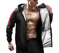 RDX Sauna Suit,REACH OEKO TEX 100 CERTIFIED, Full Body Sweat Heat Suit with Hood, Silver Back Long Sleeves, Boxing MMA Slimming Gym Fitness Running Jacket, Men Women