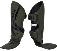 RDX Shin Guard MMA Fighting Boxing Training Protective Gear | Army Green ConvEX Skin Leather Muay Thai Leg Protector | Great for Martial Arts, Sparring, Kickboxing, BJJ, Karate (XL)