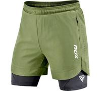 RDX SPORTS Men's T16 2-in-1 Compression MMA Shorts in Green | Size: 3XL RDX SPORTS Green 3XL