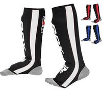 RDX T6 Shin Instep Guards for MMA, Muay Thai, Kickboxing - Durable Training & Sparring Shin Pads with Foot Shield (WHITE, L/XL)