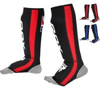 RDX T6 Shin Instep Guards for MMA, Muay Thai, Kickboxing - Durable Training & Sparring Shin Pads with Foot Shield (RED, S/M)