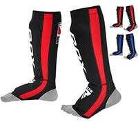 RDX T6 Shin Instep Guards for MMA, Muay Thai, Kickboxing - Durable Training & Sparring Shin Pads with Foot Shield (RED, L/XL)