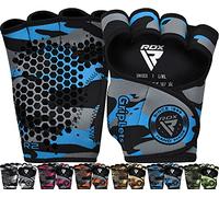 RDX Weight Lifting Gloves Grips, Workout Gym Fitness, Ventilated Anti-Slip Open Back Gripper, Deadlift Strength Training HIIT Exercise, Women Men Rowing Cycling Hanging Climbing Gymnastics Pull Ups