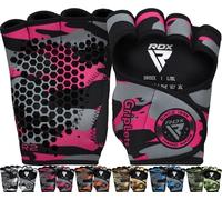 RDX Weight Lifting Gloves Grips, Workout Gym Fitness, Ventilated Anti-Slip Open Back Gripper, Deadlift Strength Training HIIT Exercise, Women Men Rowing Cycling Hanging Climbing Gymnastics Pull Ups