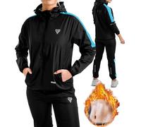 RDX Women Sauna Suit, REACH OEKO TEX 100 CERTIFIED, Full Body Ladies Sweat Shirt Heat with Hood, Silver Back Long Sleeves, Boxing MMA Slimming Fitness Running Workout, Adults & Kids Gym Workout Suit