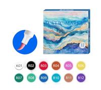 Rdxanc 12/24/36/48 Color Acrylic Paint Marker for Journaling Scrapbooking Painting Soft Brush Tip Marker for School Art Craft Drawing Markers