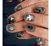 Rdxanc 24Piece Halloween Press On Nails Gothic Bat Design With Cobweb and Bat Patterns Not Need Tools