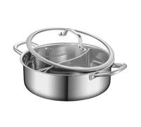 Rdxanc 304 Stainless Steels Hot Pots with Divider Glass Lid and Double Handle for Rapid Uniform Heating in Homes Kitchens Family Fast Cook Pots