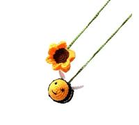 Rdxanc Knitted Bees Flower Pendant Car Rearview Hanging Ornament Automotive Interior Charm Decorations for Women Men