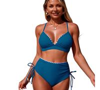 Rdxanc Pack of 2pcs Elastic Soft Fabric Tankini Set for Quick Drying and Color Blocking Swimwear for Women's Water Fun Tankini Set