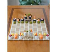Rdxanc Printed 32PCS Sushi Chess Board Set The Sushi Roll Themed Travel Portable Chess Set, Food Chess Pieces for Strategy E