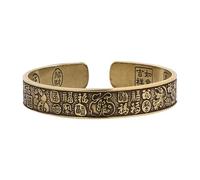 Rdxanc Unisex Brass Bangle Distressed Finish Hundred Blessings Engraving Happiness Trendy Sturdy Brass