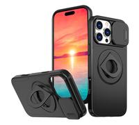 Rdyi6ba8 for iPhone 16 Pro Case, Camera Cover with Magnetic 360°Rotate Ring Stand Shockproof Protection 2 in 1 Matte Hard Back & Silicone Edge Phone Case for iPhone 16 Pro - Black