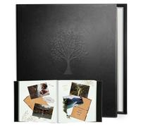 Rdylymx Large Photo Album Self Adhesive Scrapbook Album for 5x3 6x4 7x5 10x8 Pictures,40 Pages Leather Cover DIY Photo Book,Ideal Gifts for Family Travel Wedding Baby Black