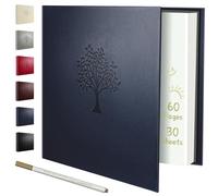 Rdylymx Large Photo Album Self Adhesive Scrapbook Album for 5x3 6x4 7x5 10x8 Pictures,60 Pages Leather Cover DIY Photo Book,Ideal Gifts for Family Travel Wedding Baby Blue