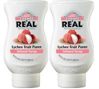 Re’al Syrup | Lychee Puree Infused Fruit Syrup | Made with Real Lychee | 500ml |Natural Ingredients| Cocktails, Baking, Smoothies, Mixing Drinks, Desserts, Cooking (Pack of 2)