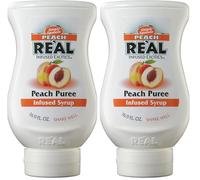 Re’al Syrup | Peach Puree Infused Fruit Syrup | Made with Real Peach | 500ml |Natural Ingredients| Cocktails, Baking, Smoothies, Mixing Drinks, Desserts, Cooking (Pack of 2)