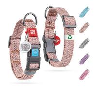 Re-Cotton Dog Collar Eco-Friendly Alt to Nylon Collar for Small Medium and Large Dogs - Reflective Collars with QR ID Tag - Puppy Collar for Large Breed Dogs - Adjustable Male Female Dog Collar