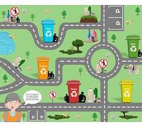 Re-Cycling Play Mat - Pretend Play, Role-Play, Teach & Learn - Vinyl Play Mat - 130 x 85 cm