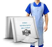 RE-GEN 200pc XL Jumbo Flat Pack Heavy-Duty 16 Micron Disposable Aprons | 68cm x 117cm | Premium Quality, Kitchen, Catering, Medical Healthcare, Workplace Cleaning PPE | One Size | White