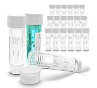 RE-GEN 20x 30ml Transperant Plastic Specimen Sample Container Pots - Secure Screw Top Lids, Clear Identification Label Markers