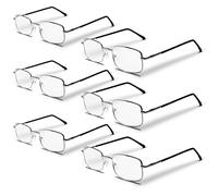 RE-GEN 6pc Pack Classic Style Metal Frame Rectangular Adult Reading Glasses Mens/Womens - Black Sleeve Silver Frame (Silver, 2, diopters)