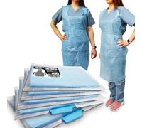 RE-GEN Blue Disposable Polythene CAT 1 Aprons 500pc, 5 Flat Packs | 69x105cm Long Length 40" | Premium Quality, Kitchen, Catering, Medical Healthcare, Workplace Cleaning PPE | One Size