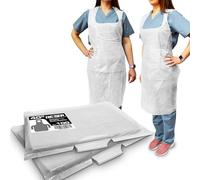 RE-GEN Disposable Polythene CAT 1 Aprons 200pc, 2 Flat Packs | 69x105cm Long Length 40" | Premium Quality, Kitchen, Catering, Medical Healthcare, Workplace Cleaning PPE | One Size