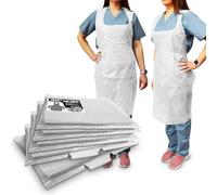 RE-GEN Disposable Polythene CAT 1 Aprons 500pc, 5 Flat Packs | 69x105cm Long Length 40" | Premium Quality, Kitchen, Catering, Medical Healthcare, Workplace Cleaning PPE | One Size