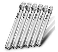 RE-GEN Doctors Nurses Reusable Aluminium LED Pen Light Diagnostics Inspection Penlight Pocket Torch Flashlight (6, Silver)