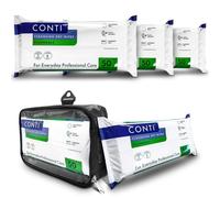 RE-GEN FlexPouch Dry Wipe Dispenser & Conti Flushable Maceratable 22x24cm Patient Cleansing Wipes, 3 Pack | Professional Personal Care Wipes | Ideal for Home Care & Hospitals | Adult Incontenance Aid
