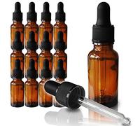 RE-GEN Glass Dropper Bottle Amber, 12 Pack (50ml) Vials Jars Containers - Ideal for Essential Oils Liquids Aromatherapy Transfer Pipette Eye Wash