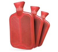 RE-GEN Hot Water Bottle, 2 Litre Capacity, Double Ribbed Front & Back, Made from Natural Rubber. Ideal for Hot Warming Pain Relief Therapy Treatment (Red - Triple Pack)